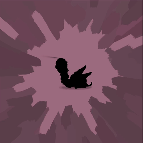 A creature with seemingly no limbs but a long neck and something spraying or glowing from its head.