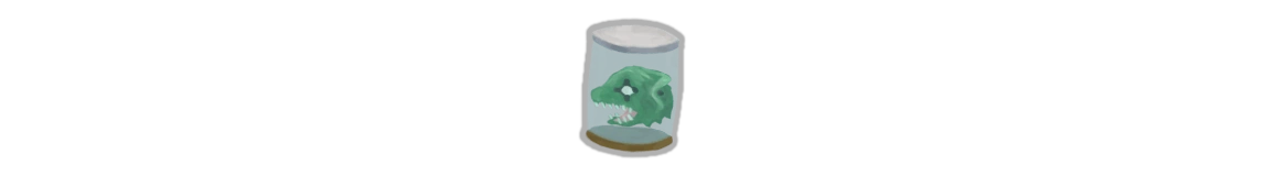 The Specimen relic from Slay the Spire, featuring the head of Dorohedoro&rsquo;s Kaiman in a jar.