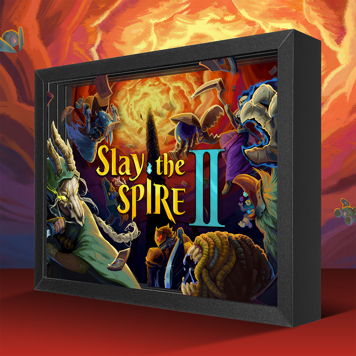 Shadowbox of StS2 key art with its elements layered to create a 3D effect.