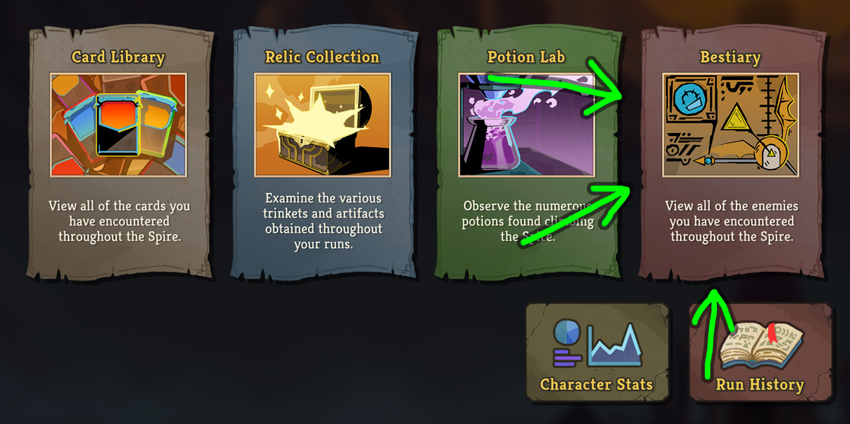 A screenshot of the Compendium with the new Bestiary option.