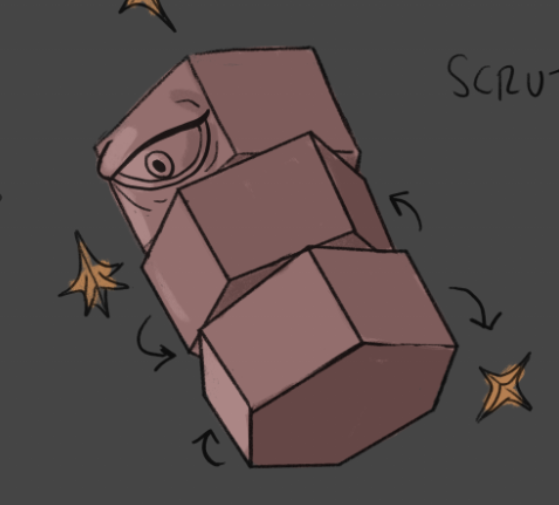 Early concept for Doormaker&rsquo;s replacement, a pillar with rotating segments with one giant eye.