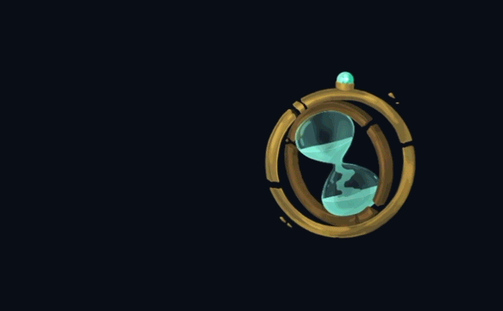 Final Aeonglass attack animation with the rings turning horizontal and still while a laser beam whips around from it in a wide circle.