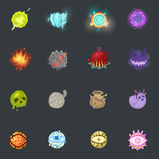 Art of various character orb concepts inspired by The Defect&rsquo;s orbs.