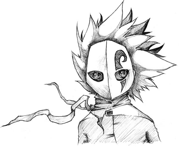 A sketch of a masked character