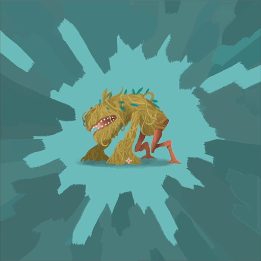 A 4-legged, hulking creature covered in vines.