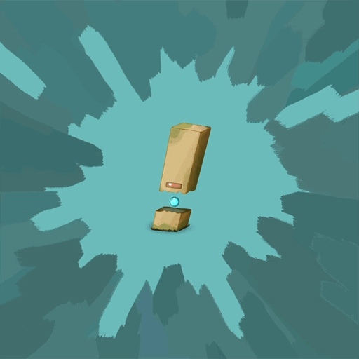 A rectangular construct split into two with an orb suspended in the center.