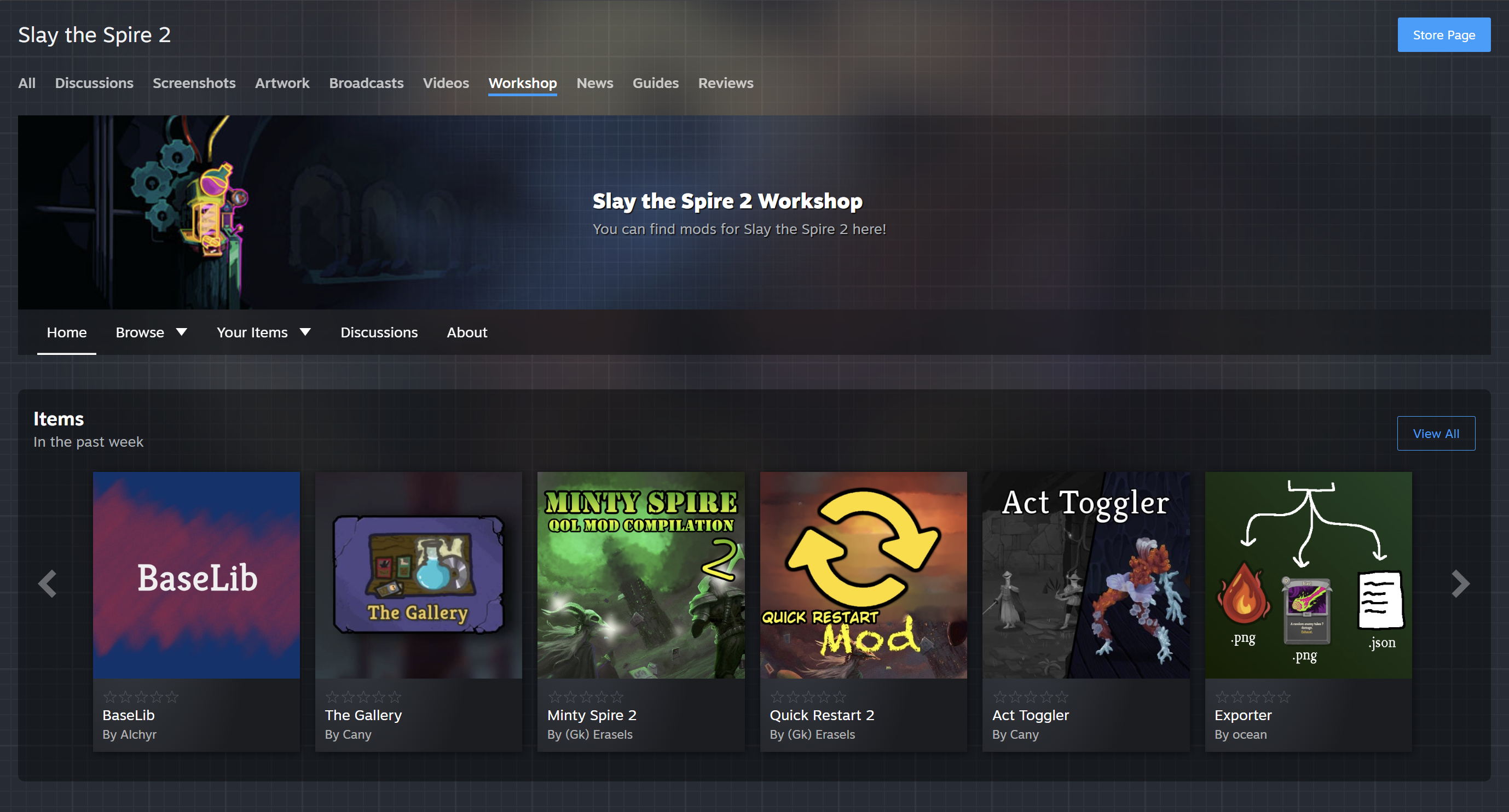 A screenshot of the new Steam Workshop