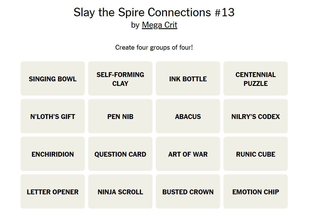 Screenshot of Slay the Spire Connections 13.