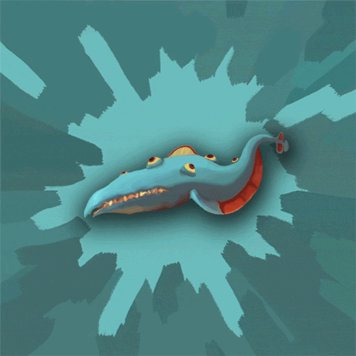 An animation of a wiggling eel-like creature with many eyes.