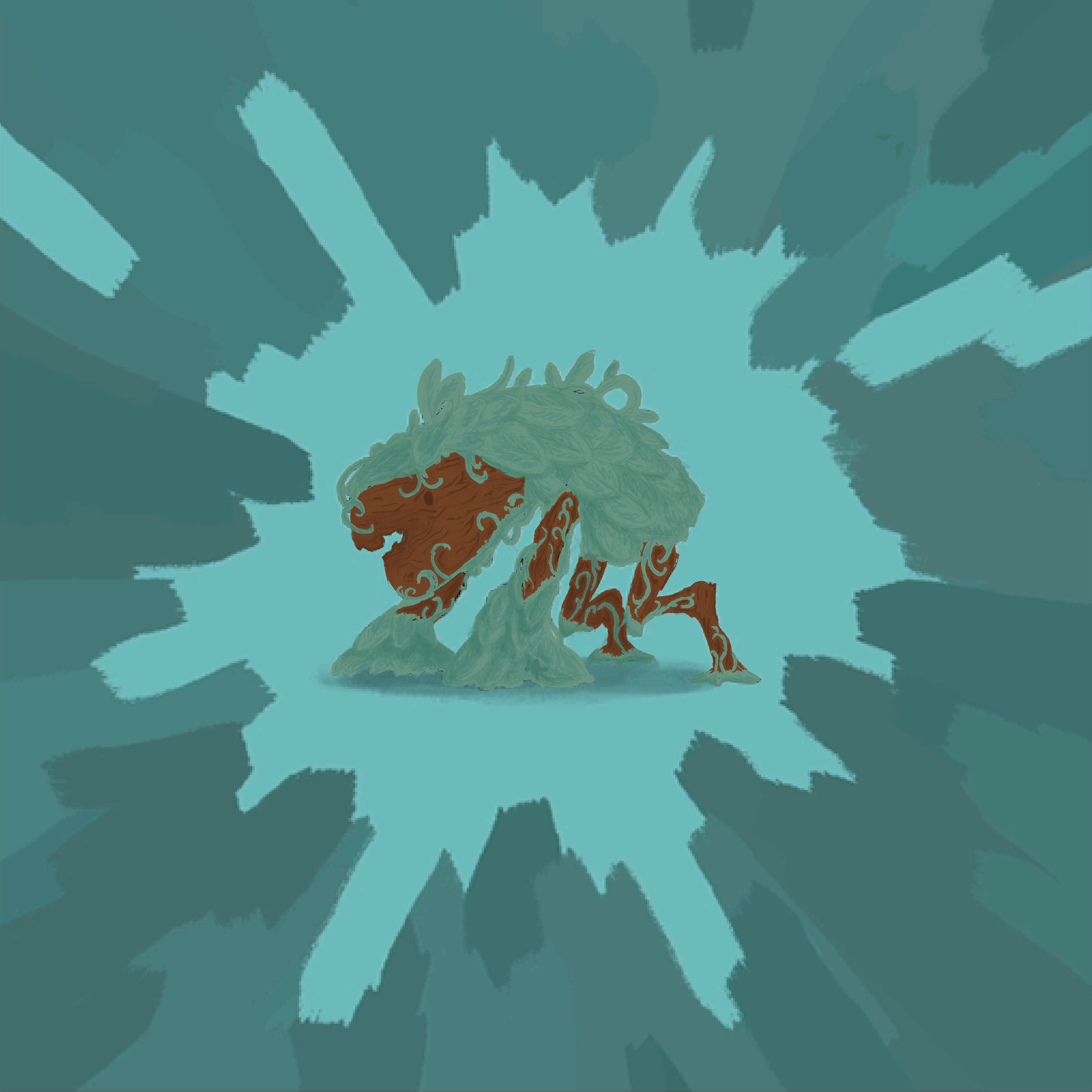 An illustration of a viny quadrapedal monster.